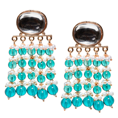 Bindhani-Rose-Gold-Plated-Hanging-Crystal-Drops-Big-Stone-Turquoise-Tassel-Earrings-For-Women