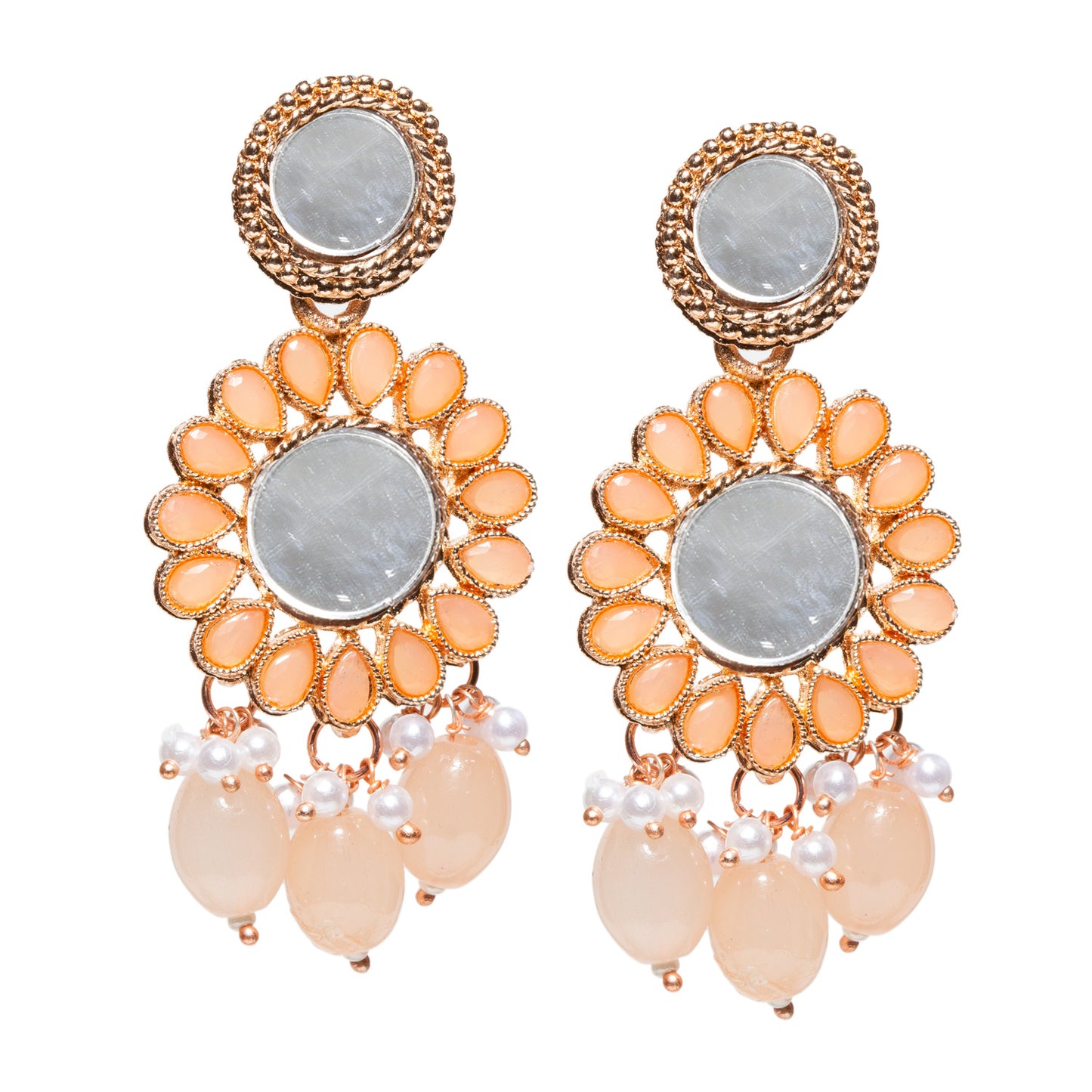 Bindhani-Rose-Gold-Plated-Light-Pink-Color-Drop-Mirror-Earrings-For-Women-and-Girls