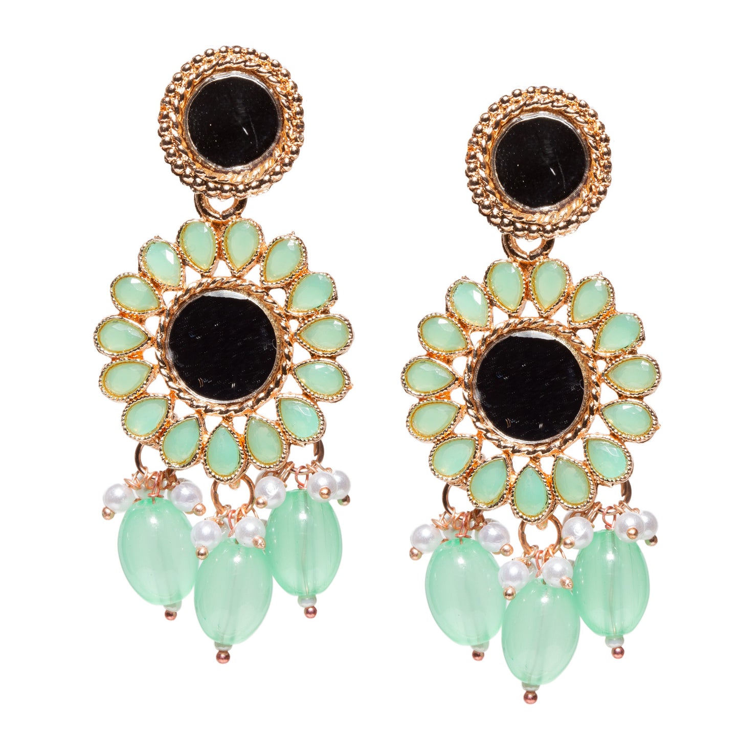 Bindhani-Rose-Gold-Plated-Mint-Green-Color-Drop-Mirror-Earrings-For-Women-and-Girls