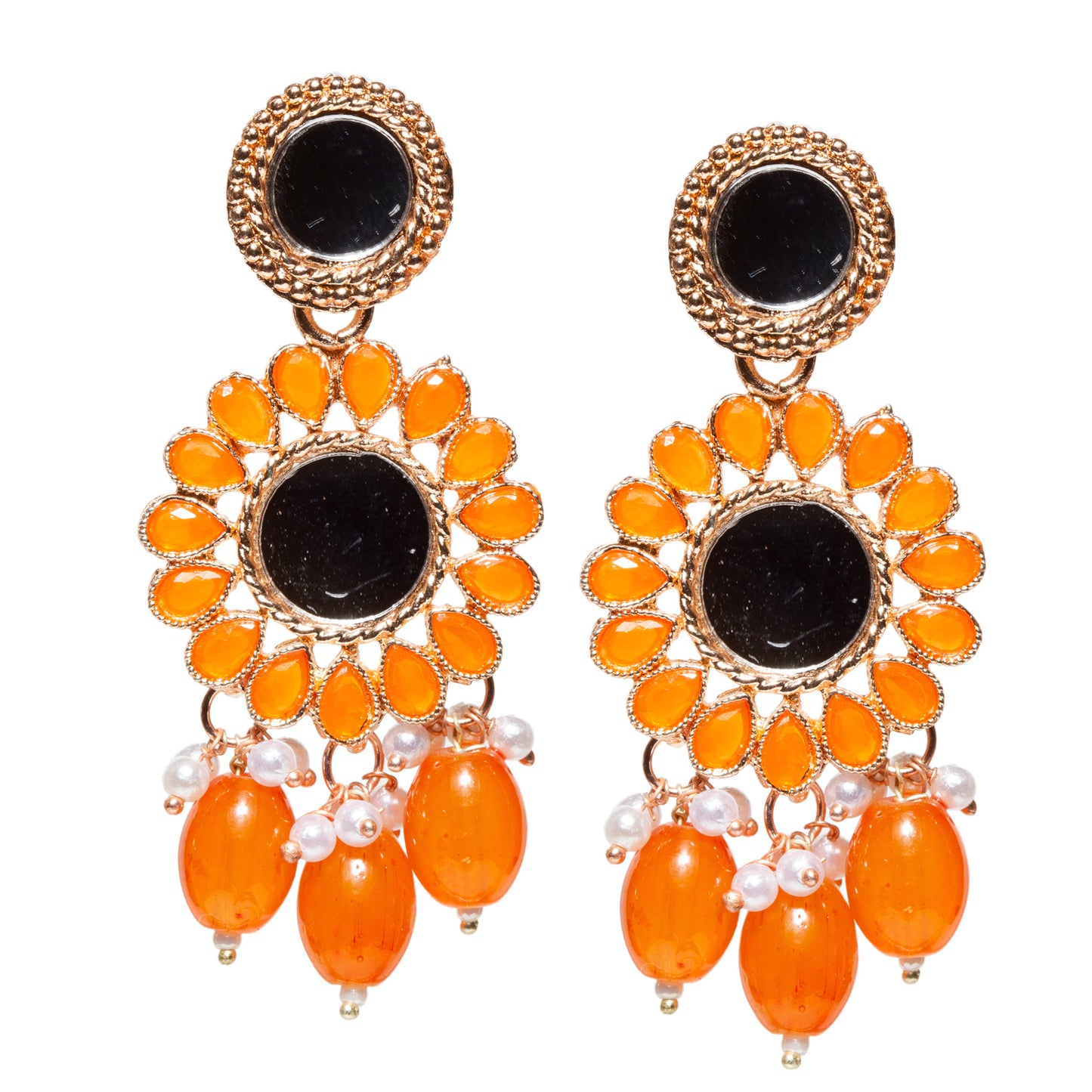 Bindhani-Rose-Gold-Plated-Orange-Color-Drop-Mirror-Earrings-For-Women-and-Girls