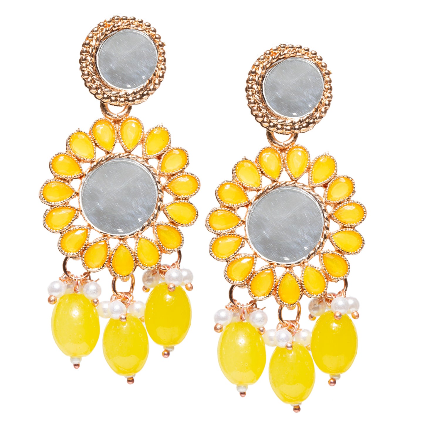 Bindhani-Rose-Gold-Plated-Yellow-Color-Drop-Mirror-Earrings-For-Women-and-Girls