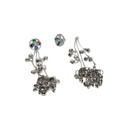Bindhani-Silver-Tone-Long-Kashmiri-Jhumkai-Earrings