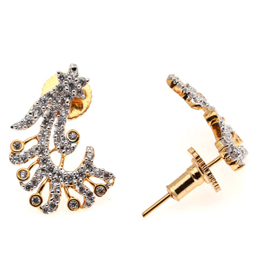 American Diamond Flower Shaped Studs Earrings