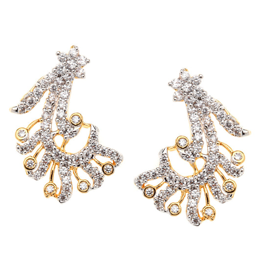 Bindhani CZ stud cubic zirconia feather shaped
