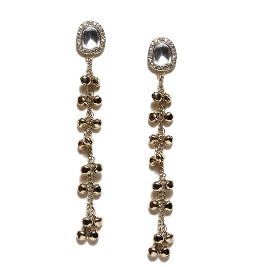 Bindhani-Traditional-Mehandi-Plated-Long-Chain-With-Small-Bell-(Ghungroo)-Kashmiri-Earrings