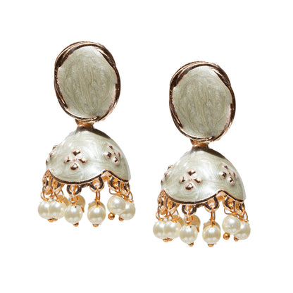 Bindhani-gold-plated-Beads-White-Meenakari-Pearl-Gray-Small-Jhumki-women-girls