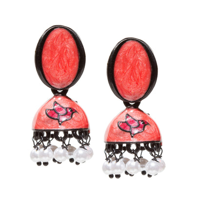 Bindhani-gold-plated-Beads-White-Meenakari-Red-Small-Jhumki-women-girls-Teenage