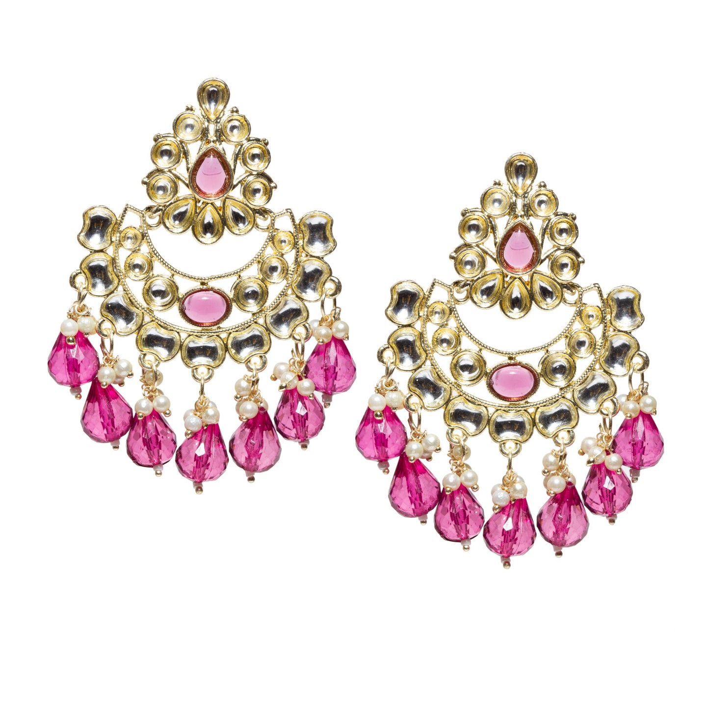 Bindhani-gold-plated-kundan-Beads-white-purple-wine-stone-chandbli-earring-women-girls