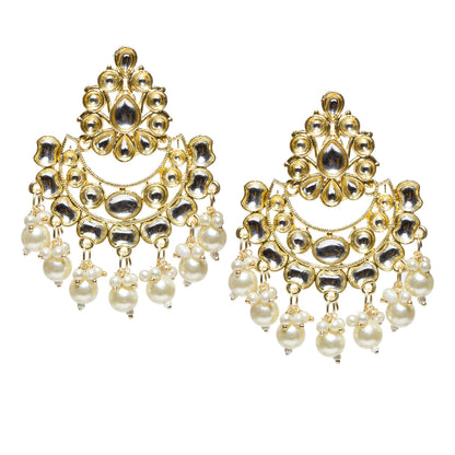 Bindhani-gold-plated-kundan-Beads-white-stone-chandbli-earring-women-girls