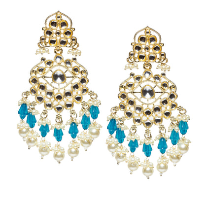 Bindhani-gold-plated-kundan-Pearl-Drop-Stone-white-Beads-Blue-earring-women-girls