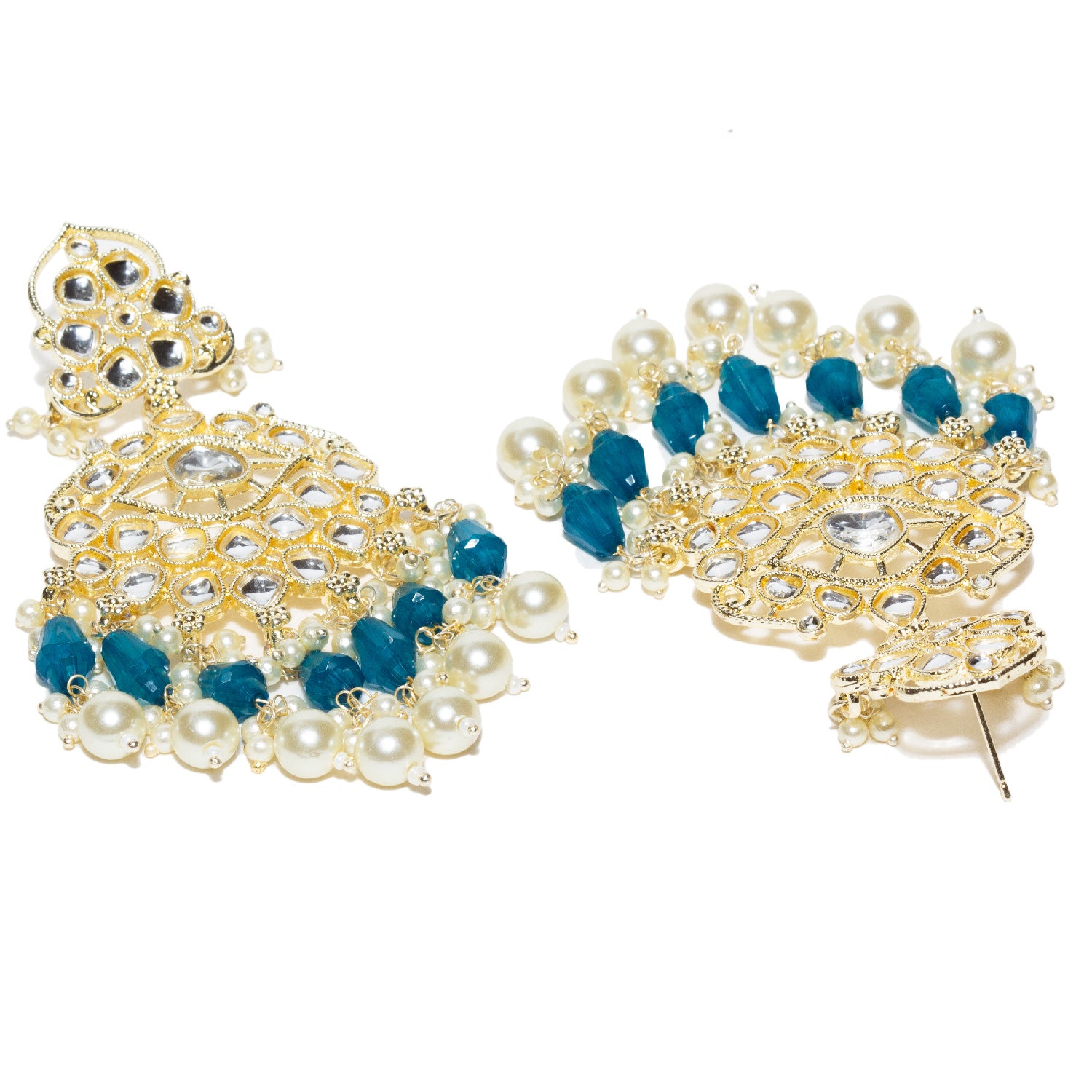 Bindhani-gold-plated-kundan-Pearl-Drop-Stone-white-Beads-Blue-earring-women