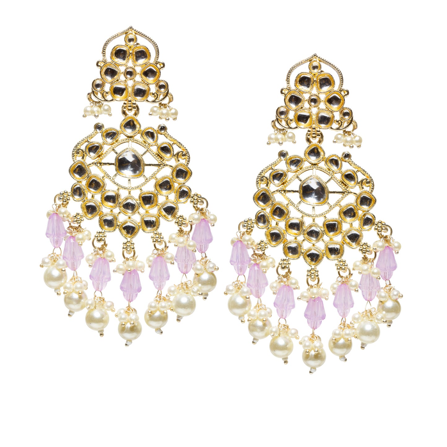 Bindhani-gold-plated-kundan-Pearl-Drop-Stone-white-Beads-Light-Purple-earring-women