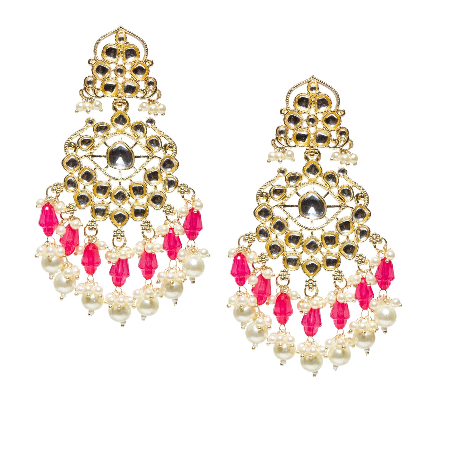 Bindhani-gold-plated-kundan-Pearl-Drop-Stone-white-Beads-Rani-Pink-earring-women-girls