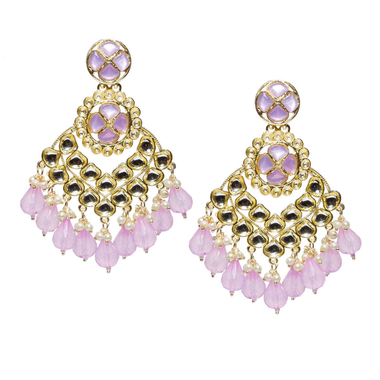 Bindhani-gold-plated-kundan-pearl-drop-white-Light-Purple-stone-chandbali-earring-women-girls