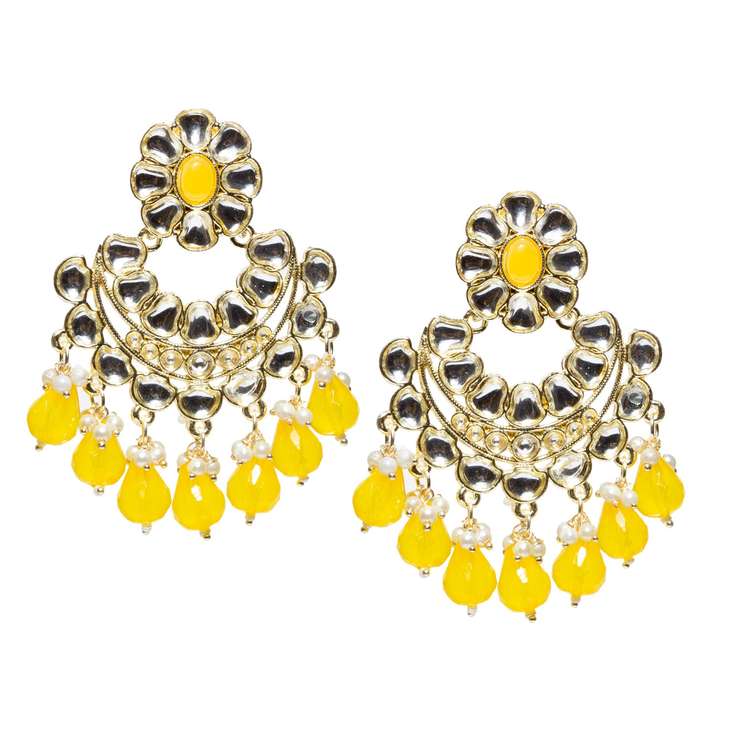 Bindhani-gold-plated-kundan-white-yellow-stone-chandbli-earring-women