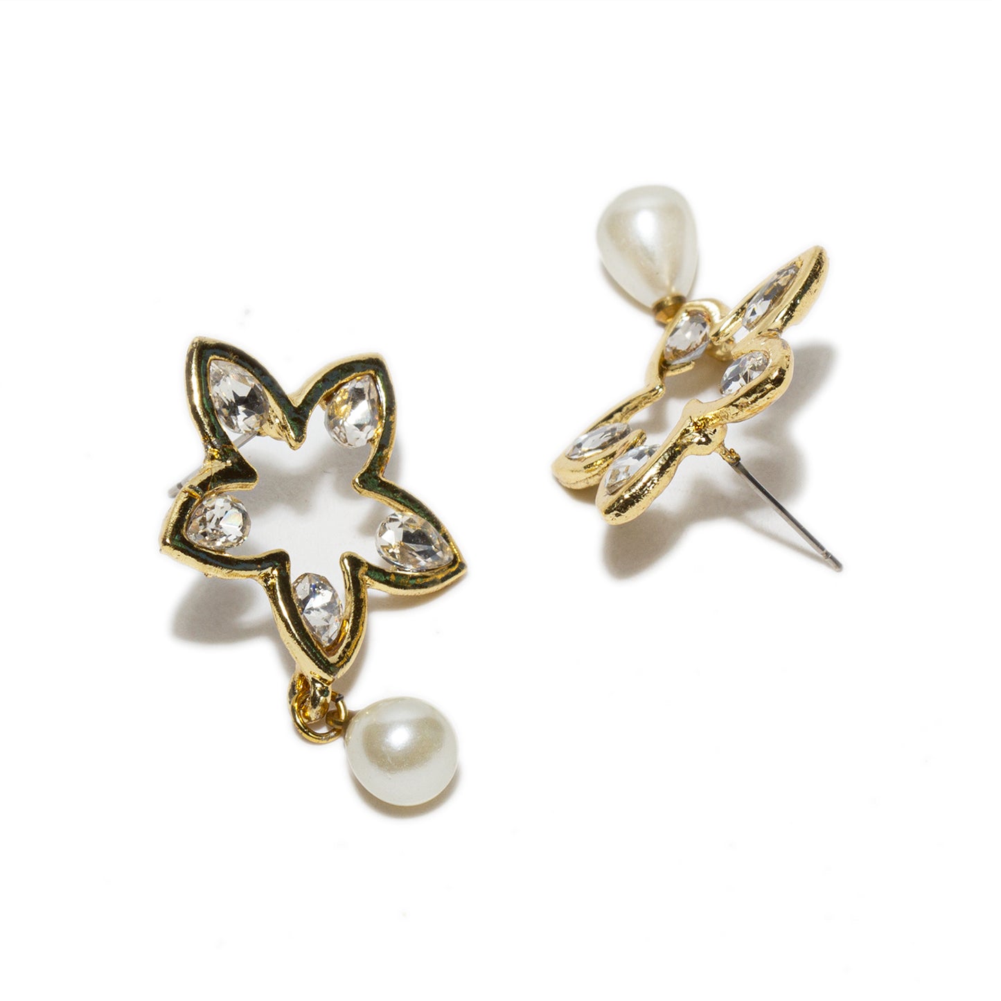 Star Shaped Pearl Drop Earrings