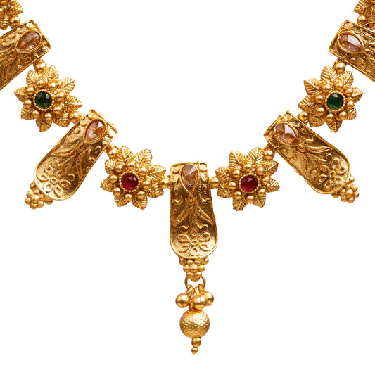 bindhani gold plated red green south india necklace details for women girls
