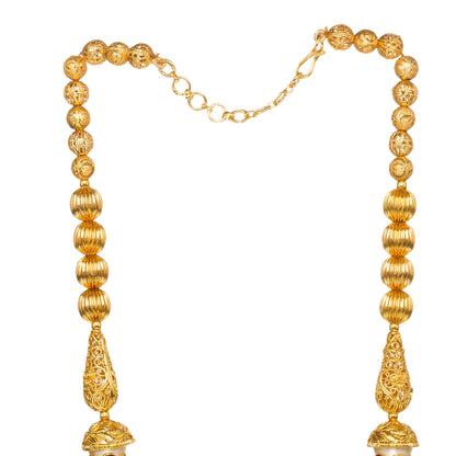 Bindhani Gold-plated multi-strand pearl necklace set, white background
