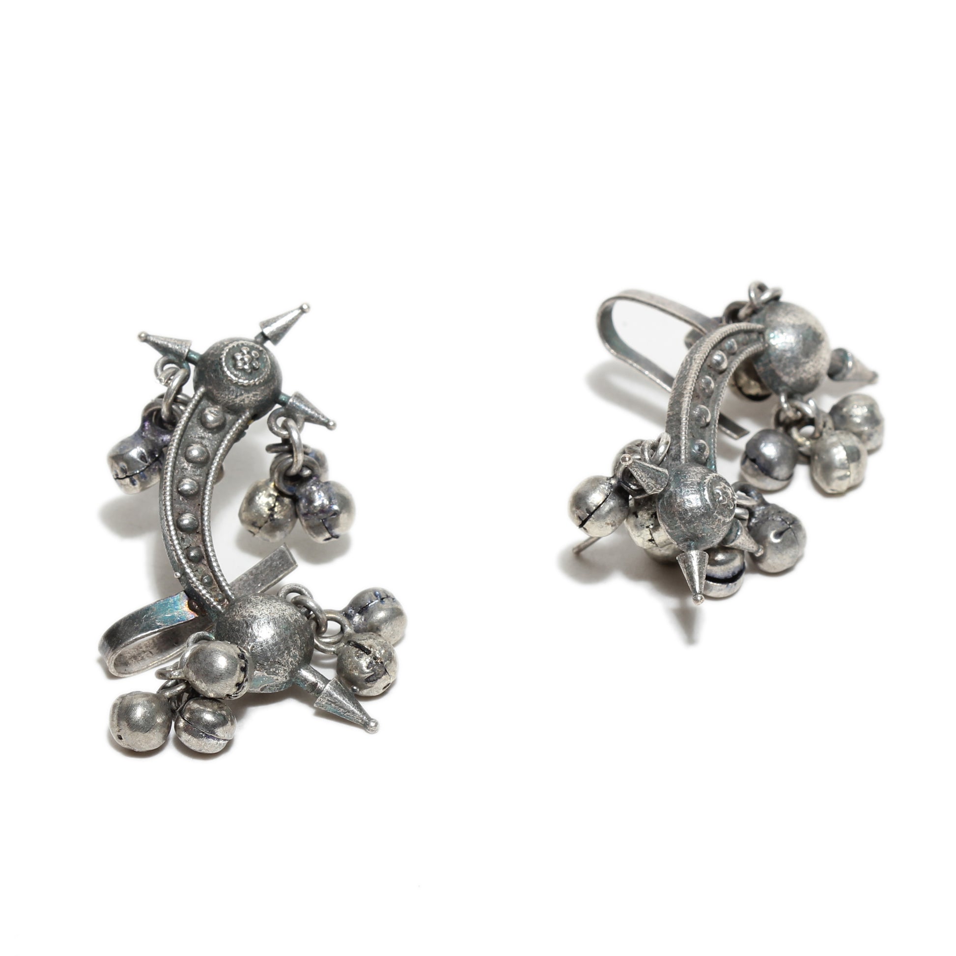 Bindhani Traditional Indian silver plated ear cuff with jingling bells, ethnic fashion accessory