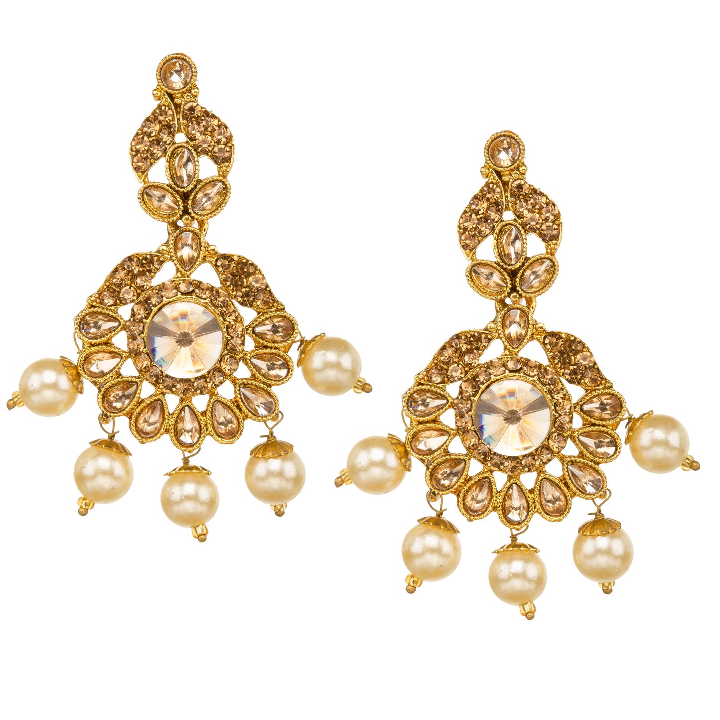 Bindhani gold-plated earrings for women featuring intricate traditional floral design