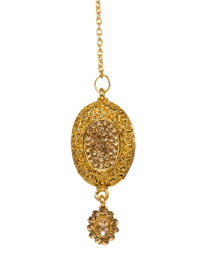Bindhani gold-plated oval-shaped Tikka