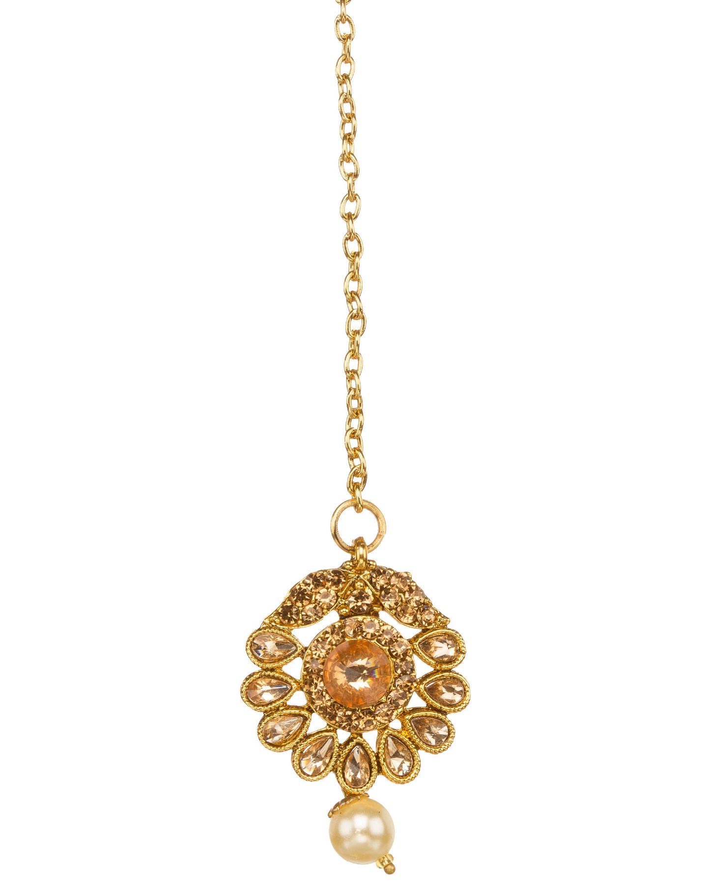 Bindhani gold-plated tika for women featuring intricate traditional floral design