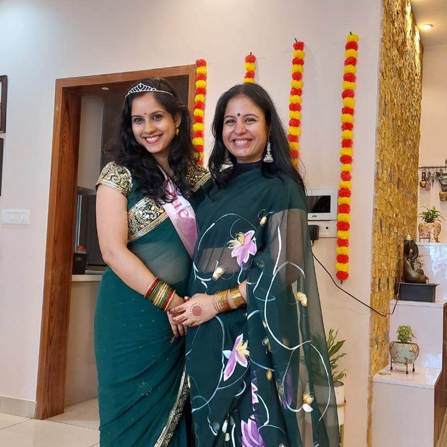 Anchal and Sakshi wearing Bindhani Bangles and earrings on auspicious ocassion of teej.