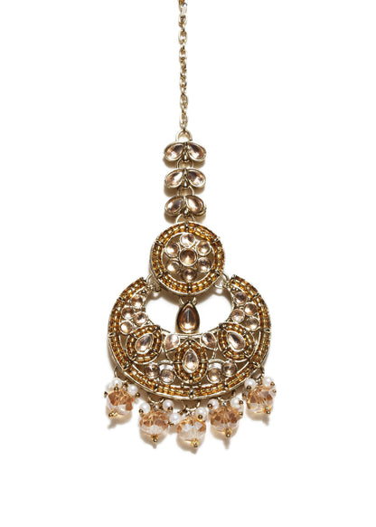 Bindhani mehndi-plated LCT stone Medium size tikka for women