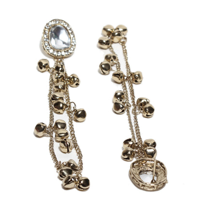 Bindhani traditional mehandi plated long chain with small bell (ghungroo) kashmiri earrings
