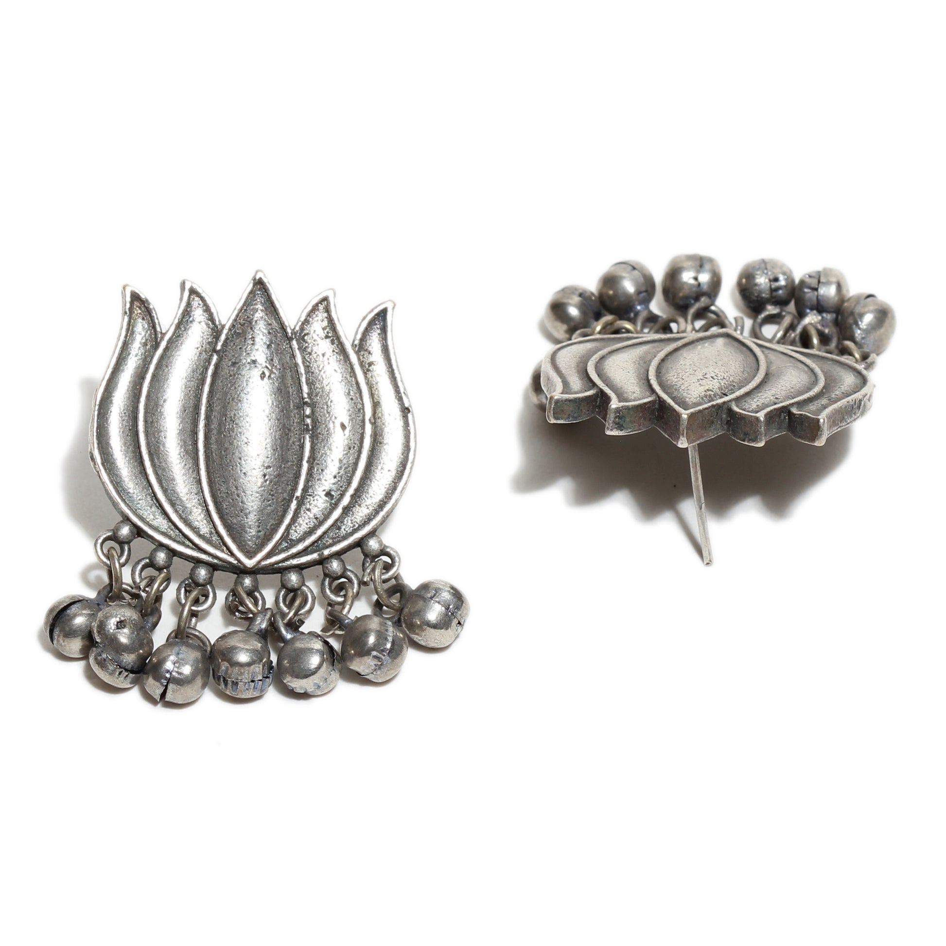 Bindhani lotus statement stud earrings for women
