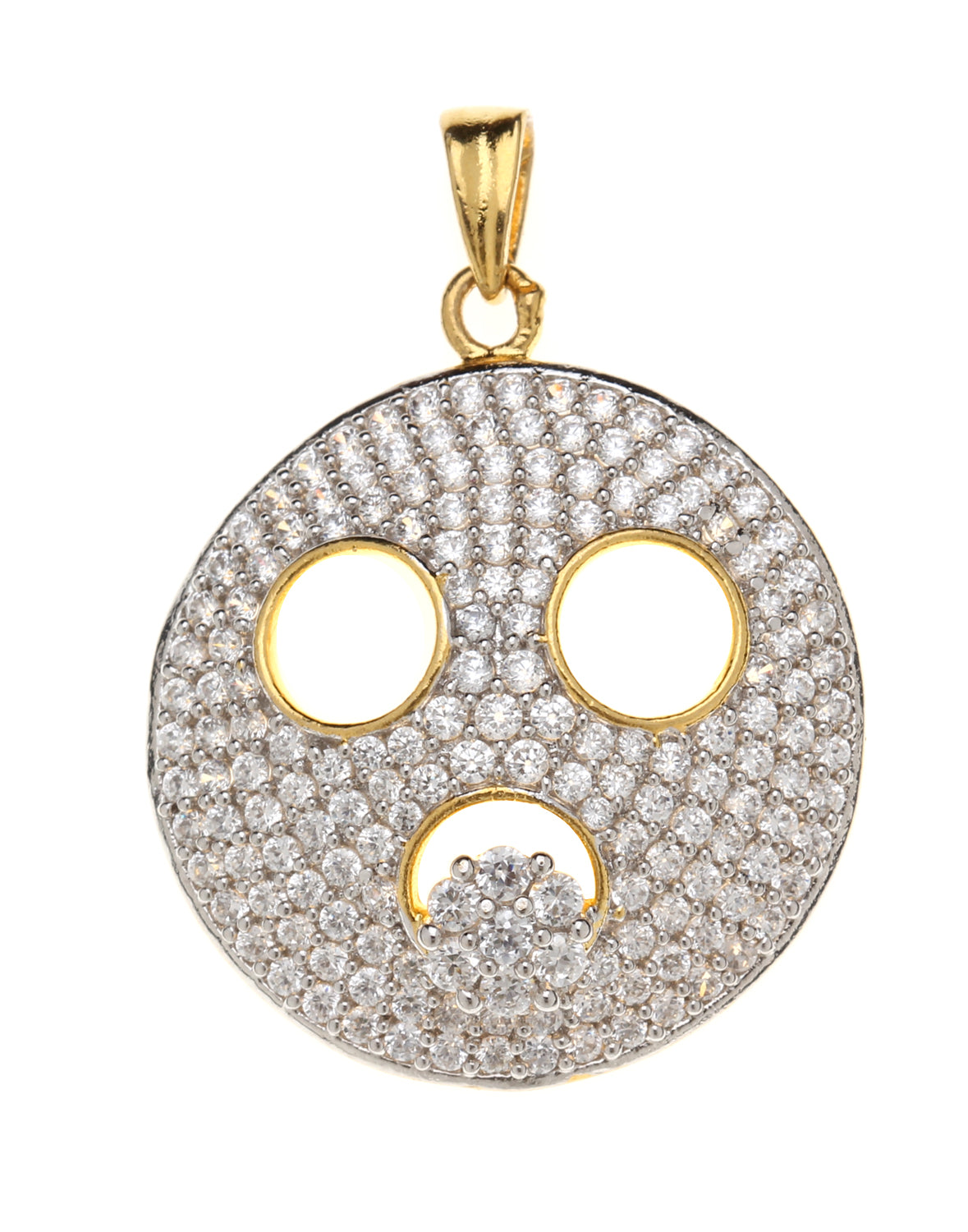 American Diamond AD-Stones Round Pendant Studs With Chain