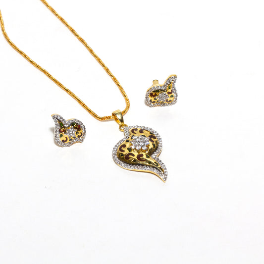 AD Meenakari Pendant Studs With Chain