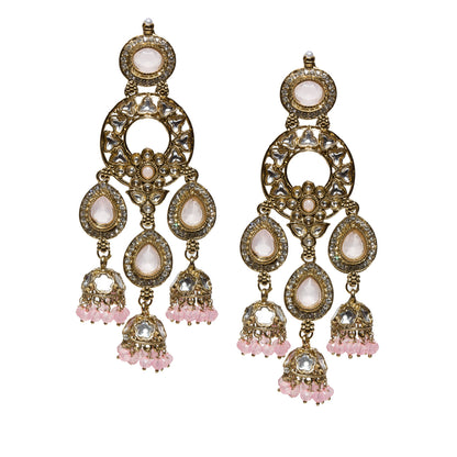 bindhani-Antique-Mehandi-Toned-CZ-Kundan-Stone-Color-Beads-Baby-Pink-Long-Dangler-Jhumka-Earrings-For-Women