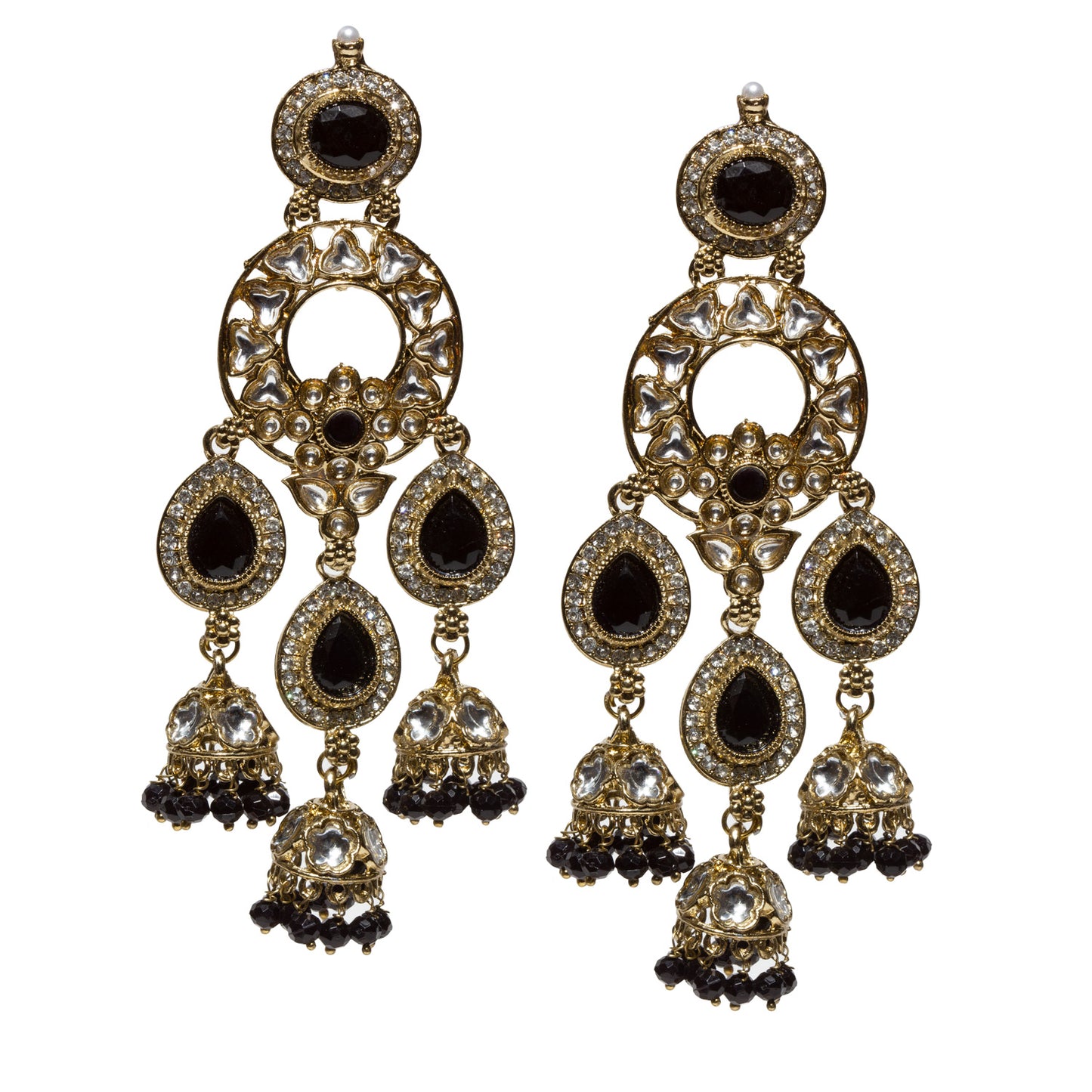 bindhani-Antique-Mehandi-Toned-CZ-Kundan-Stone-Color-Beads-Black-Long-Dangler-Jhumka-Earrings-For-Women