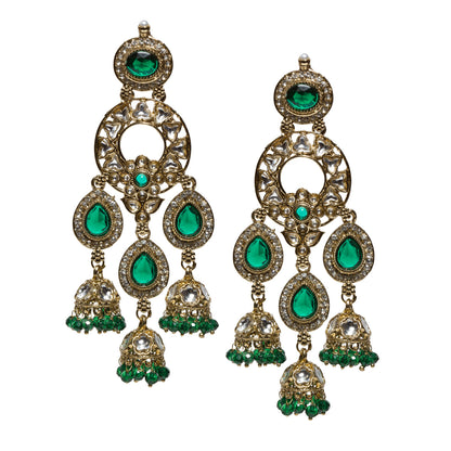 bindhani-Antique-Mehandi-Toned-CZ-Kundan-Stone-Color-Beads-Green-Long-Dangler-Jhumka-Earrings-For-Women