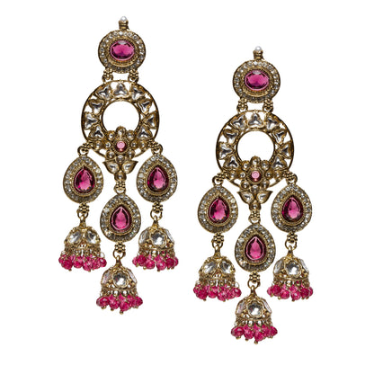 bindhani-Antique-Mehandi-Toned-CZ-Kundan-Stone-Color-Beads-Purple-wine-Long-Dangler-Jhumka-Earrings-For-Women