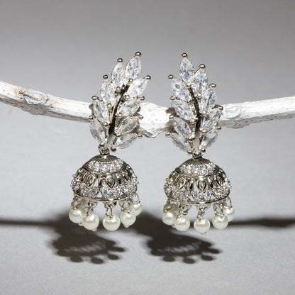bindhani-Silver-plated-AD-stone-small-jhumki-earrings
