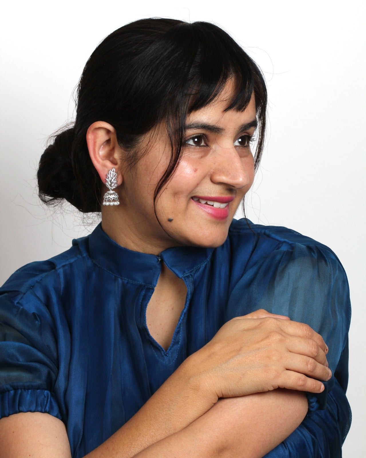 bindhani-Silver-plated-AD-stone-small-jhumki-for-women