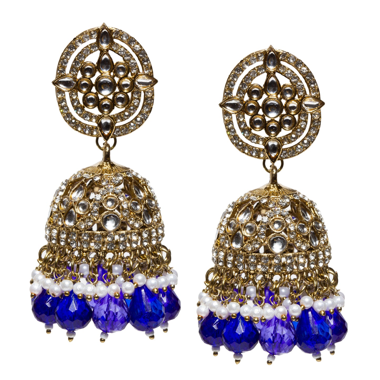 bindhani-antique-mehandi-gold-plated-kundan-white-beads-stone-crystal-pearl-drop-blue-jhumka-earring-women