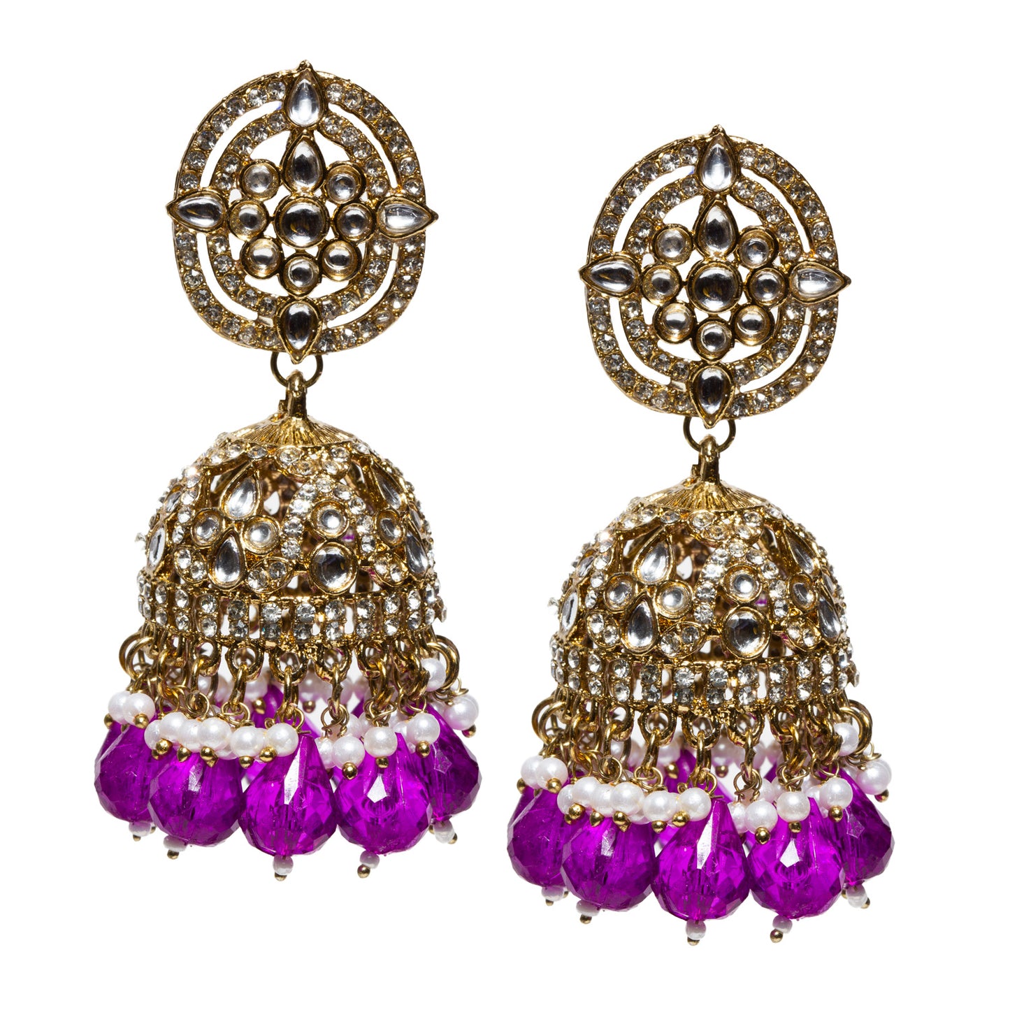 bindhani-antique-mehandi-gold-plated-kundan-white-beads-stone-crystal-pearl-drop-purple-jhumka-earring-women