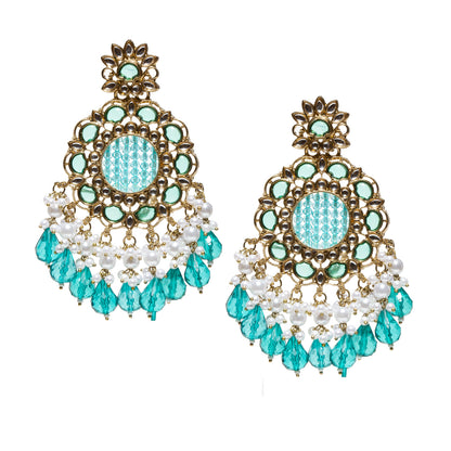 bindhani-antique-mehandi-gold-plated-kundan-white-beads-stone-crystal-pearl-drop-sea-green-earring-women