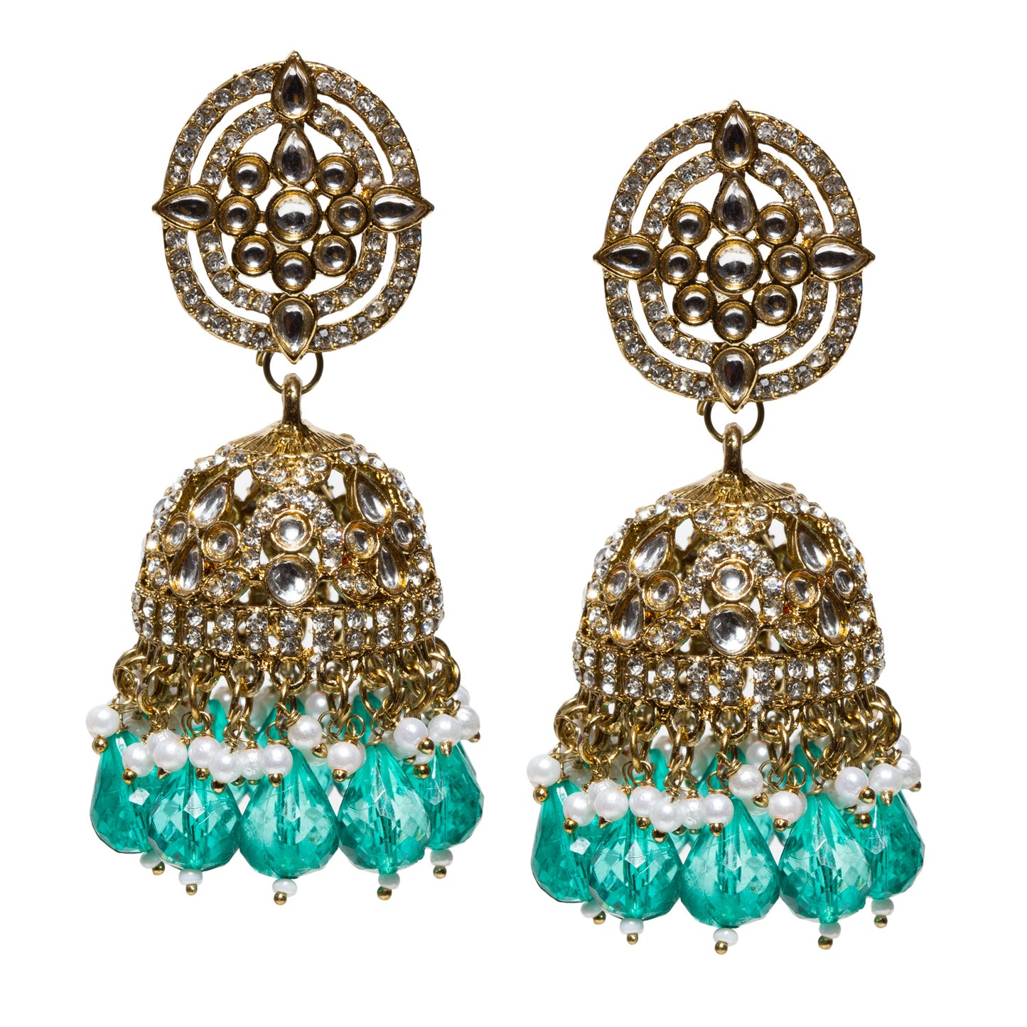 bindhani-antique-mehandi-gold-plated-kundan-white-beads-stone-crystal-pearl-drop-sea-green-jhumka-earring-women