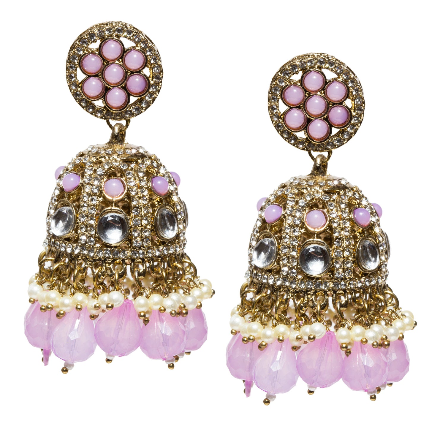 bindhani-antique-mehandi-toned-stone-pearls-color-drop-Light-Purple-Big-Jhumki-women