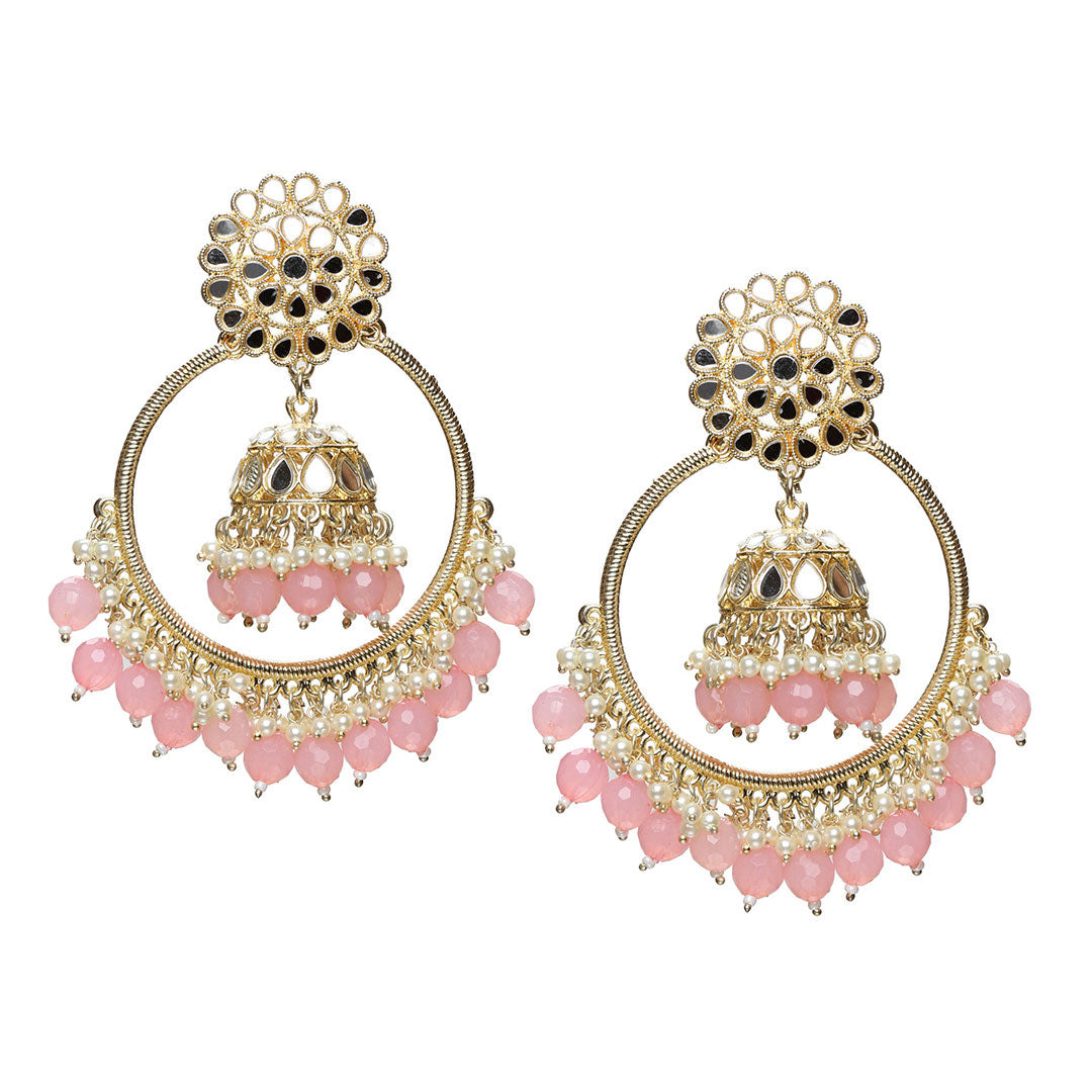 bindhani baby light pink gold plated Jhumka Earrings for women girls