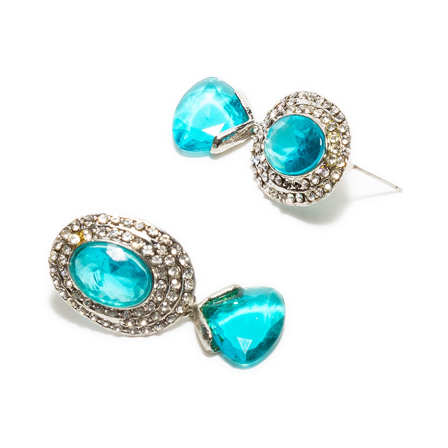 bindhani blue stone silver plated earrings for women and girls