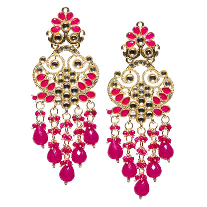 bindhani-gold-plated-Rani-Pink-drop-kundan-stone-long-dangler-earrings-for-women-and-girls