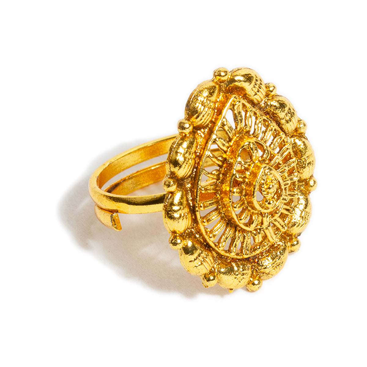 bindhani gold plated adjustable finger ring for women and girls