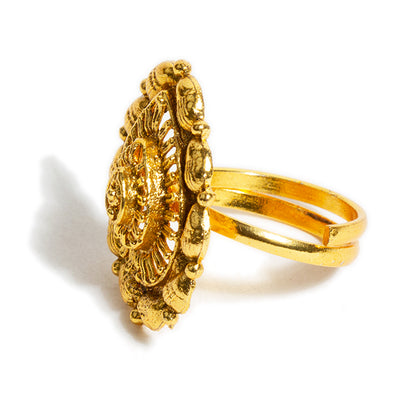 bindhani gold plated adjustable finger ring for women and girls