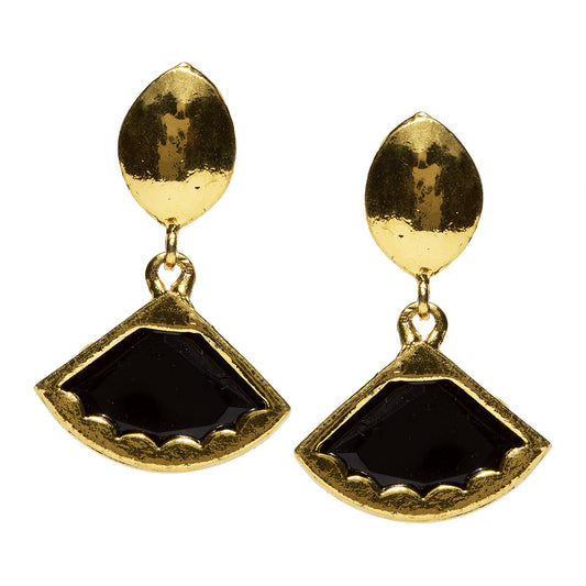 bindhani gold plated black gold toned black stone earrings for women and girls