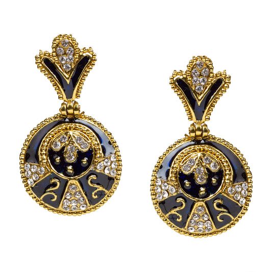 bindhani gold plated blue meenakari earrings for women